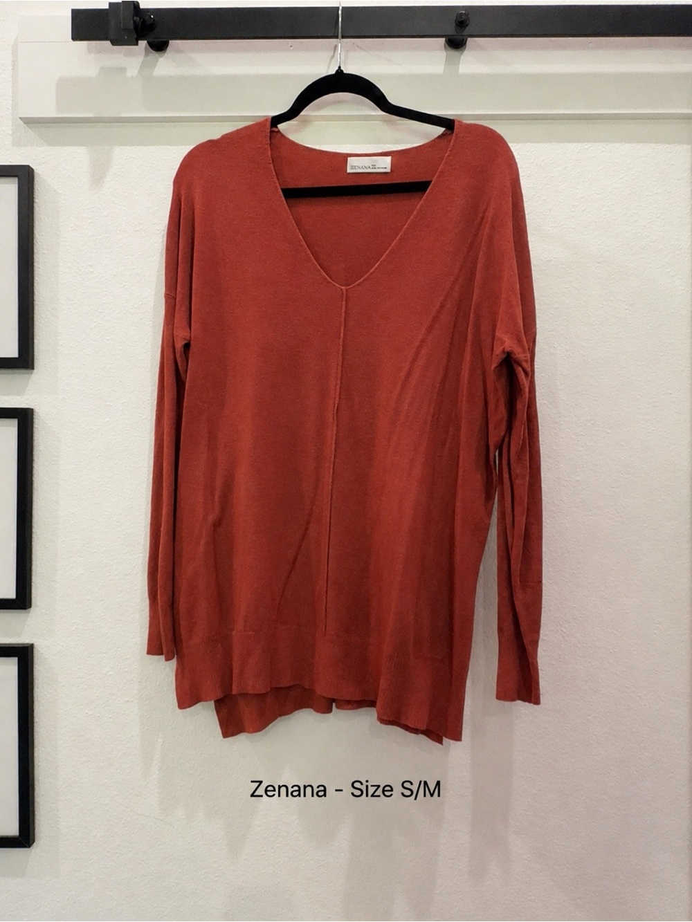 Zenana Outfitters Rust V-Neck Sweater